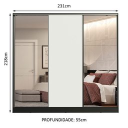 Guarda-roupa Casal 100% Mdf Madesa Royale 3 Portas de Correr com Espelho - 5