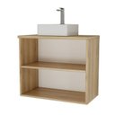 Ver imagem 4 de Conjunto de Banheiro com Cuba 75cm x 145cm Nature Marrom/Carvalho/Branco