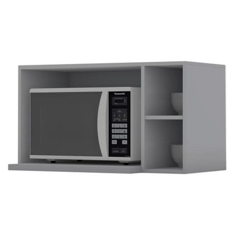 Armario Aereo para Microondas Mdf 80 Cm Americana C557 Cinza Henn