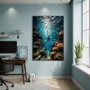 Ver imagem 2 de Quadro Mergulho no Oceano 70x50cm Mold Preta