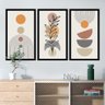 Kit 3 Quadros Decorativos Grandes Orgânico Moderno com Folhagens e Geométrico Quero Mais Quadros KC3 - 2