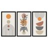Kit 3 Quadros Decorativos Grandes Orgânico Moderno com Folhagens e Geométrico Quero Mais Quadros KC3 - 1