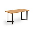 Ver imagem 1 de Mesa Retangular 160x80 Alice Tampo em Madeira Base Industrial Preto Maciça Vintage Retrô Imbuia