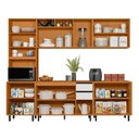Ver imagem 5 de Cozinha Modulada Completa 5 Peças 11 Portas 2 Gavetas com Paneleiro Duplo Ravena Bege/Freijó/Off White Acetinado