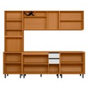 Ver mais imagens de Cozinha Modulada Completa 5 Peças 11 Portas 2 Gavetas com Paneleiro Duplo Ravena Bege/Freijó/Off White Acetinado