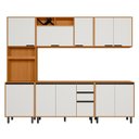 Ver imagem 2 de Cozinha Modulada Completa 5 Peças 11 Portas 2 Gavetas com Paneleiro Duplo Ravena Bege/Freijó/Off White Acetinado