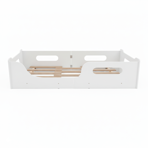 Cama Montessoriana Infantil 100% MDF com Colchão D18 Inmetro Estrado Madeira 150x70cm - Branco