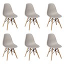 Ver imagem 1 de Kit 6 Cadeiras Charles Eames Eiffel Wood Base Madeira - Cinza Cinza