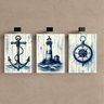 Kit 3 Quadro Decorativo Marítimo Veleiro Barco Ancora Farol Qualidade Premium Luxo 40x28cm - 2