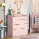 Ver imagem 1 de Cômoda Infantil com Trocador Doce Sonho 2523 Qmovi Rosa Acetinado