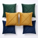 Ver imagem 5 de Kit 6 Capas Almofada Veludo Premium Drapeada Quadrada – Verde Escuro, Mostarda e Azul Marinho