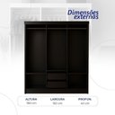 Ver imagem 5 de Closet com Cômoda Lisboa Marbela 10 Gavetas MDP 150cm Preto