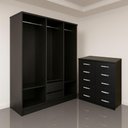 Ver imagem 1 de Closet com Cômoda Lisboa Marbela 10 Gavetas MDP 150cm Preto