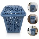 Ver imagem 1 de Organizador Brinquedos Infantil Azul Grande 80 Litros Cesto Telado Porta Treco Roupa Suja Lavanderia