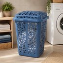 Ver imagem 2 de Organizador Brinquedos Infantil Azul Grande 80 Litros Cesto Telado Porta Treco Roupa Suja Lavanderia