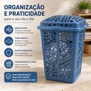 Ver imagem 3 de Organizador Brinquedos Infantil Azul Grande 80 Litros Cesto Telado Porta Treco Roupa Suja Lavanderia