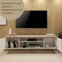 Ver mais imagens de Rack para TV até 55 Polegadas MDF 155cm Pés em Madeira Maciça Nichos Branco/Amadeirado