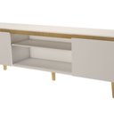 Ver imagem 7 de Rack para TV até 55 Polegadas MDF 155cm Pés em Madeira Maciça Nichos Branco/Amadeirado