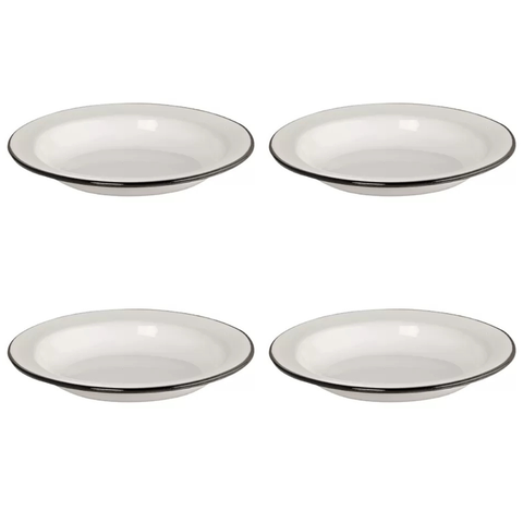 Kit com 04 Unidades Prato Esmaltado 22/500ml Branco Ewel