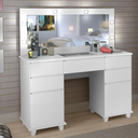 Ver imagem 1 de Penteadeira Camarim com LED Espelho Estilo Moderno 100% MDF Alto Padrão Clean Branco
