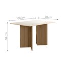 Ver imagem 2 de Mesa de Jantar 4 Lugares 1,36m Tampo com Vidro Napoles Carvalho Off-White