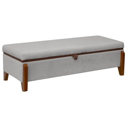 Baú Organizador Puff Bali 195 Cm Bouclé para Quarto e Sala:cinza Claro