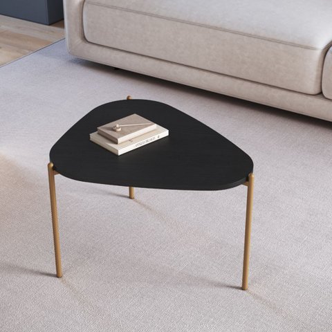 Mesa de Centro Orgânica 58,5cm Pé Metal Móvel na Caixa