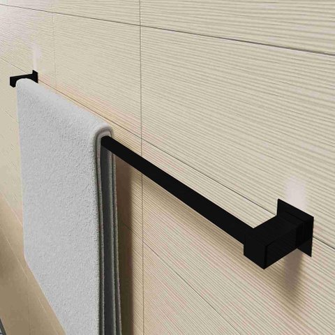 Porta Toalha Banheiro 70cm Aço Inox 304 Preto Fosco Q-t70pf