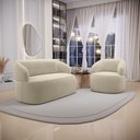 Ver imagem 2 de Kit 02 Poltronas Giratória e 01 Sofá Orgânico Glee 03 Lugares 170cm Bouclê Bege - Abmaza