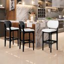 Ver imagem 2 de Kit 04 Banquetas Alta Para Cozinha Madeira Fixa Betta L02 Preto Facto Branco - Lyam Decor