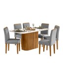 Ver imagem 1 de Conjunto Sala de Jantar Mesa Serena 160x90 6 Cadeiras Ana Ype/offwhite/bouclé Cinza
