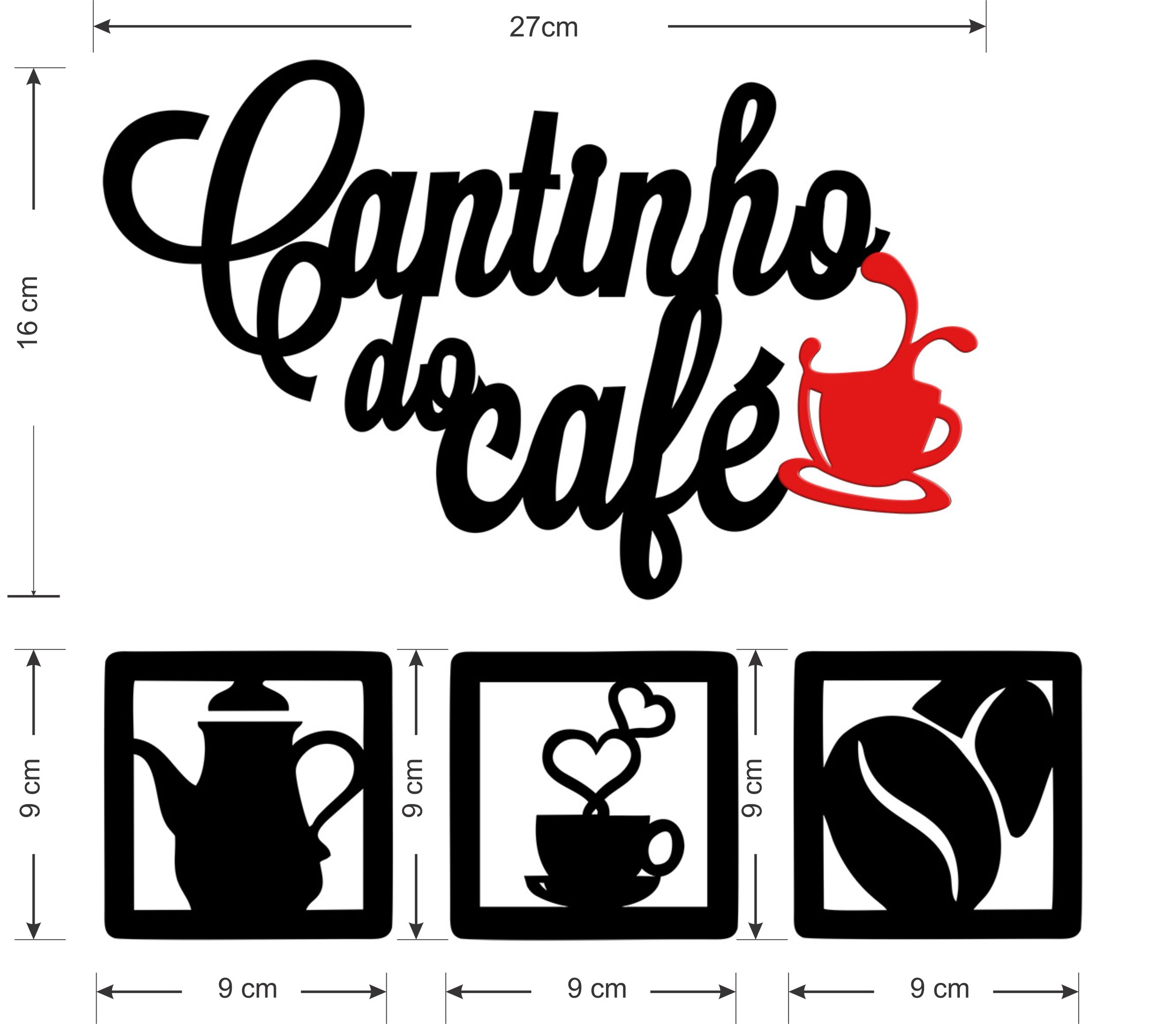 Painel Decorativo Cantinho Do Café Com Quadros Mdf Xícara - 3