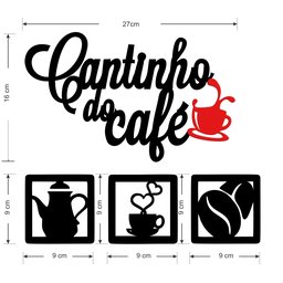 Painel Decorativo Cantinho Do Café Com Quadros Mdf Xícara - 3