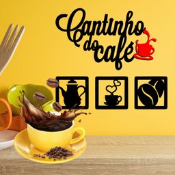 Painel Decorativo Cantinho Do Café Com Quadros Mdf Xícara - 2