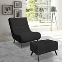 Ver imagem 1 de Poltrona Nathy Confortável com Puff para Sala ou Quarto Boucle Preto Bz Home Decor