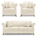 Ver imagem 1 de Kit 2 Poltronas e Sofá 2 Lugares 1,60m Pés Castanho Natural