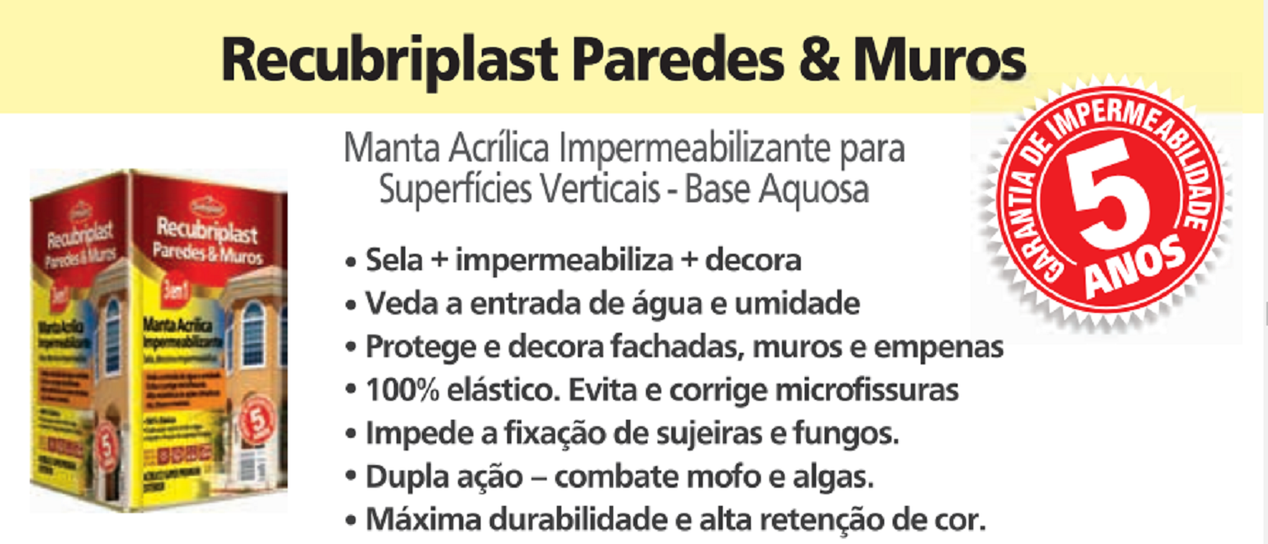 Tinta Imperemeab. Para Paredes E Muros, Recubriplast 18 Lt: Branco - 4