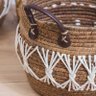 Conjunto 3 Cestos Decorativos de Palha Natural e Branco Rmhv0009 Btc - 4