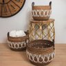 Conjunto 3 Cestos Decorativos de Palha Natural e Branco Rmhv0009 Btc - 2