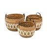 Conjunto 3 Cestos Decorativos de Palha Natural e Branco Rmhv0009 Btc - 1