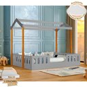 Ver imagem 2 de Cama com Colchão D28 Montessoriana Casal Infantil Ágatha e Amêndoa com Luminária - Cinza