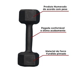 Par de Halter Sextavado Pintado 5kg Academia Treino Fitness - 3
