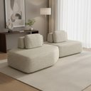 Ver imagem 2 de Sofá Ilha Modular para Sala Living Orgânico 305cm Angra K01 Linho Champanhe - Lyam Decor