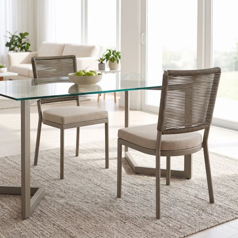 Kit 2 Cadeiras Fendi em Alumínio com Corda Sintética para Mesa Cozinha Sala de Jantar
