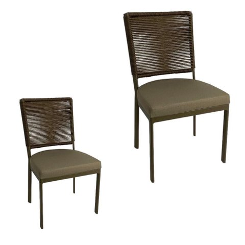 Kit de 2 Cadeiras Alumínio Corda Sintetica Cor Fendi