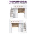 Ver imagem 5 de Cama Alta Office com Nicho e Guarda Roupa Star Maker Casatema MadeiraOriginals Branco/Itapoã