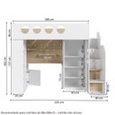 Ver imagem 4 de Cama Alta Office com Nicho e Guarda Roupa Star Maker Casatema MadeiraOriginals Branco/Itapoã