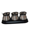 Ver imagem 1 de Conjunto de 3 Porta Tempero em Inox com Base