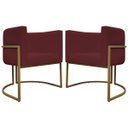 Ver imagem 4 de Kit 2 Poltronas Decorativas Recepção Luna Tecido Sintético Cores Base de Ferro Dourada