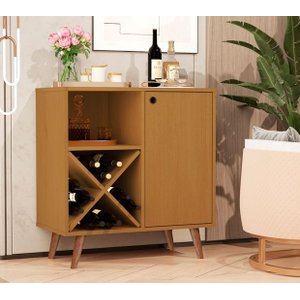 Aparador com Adega 4117 Simone Pés Palito Nature - Comprar Moveis em Casa